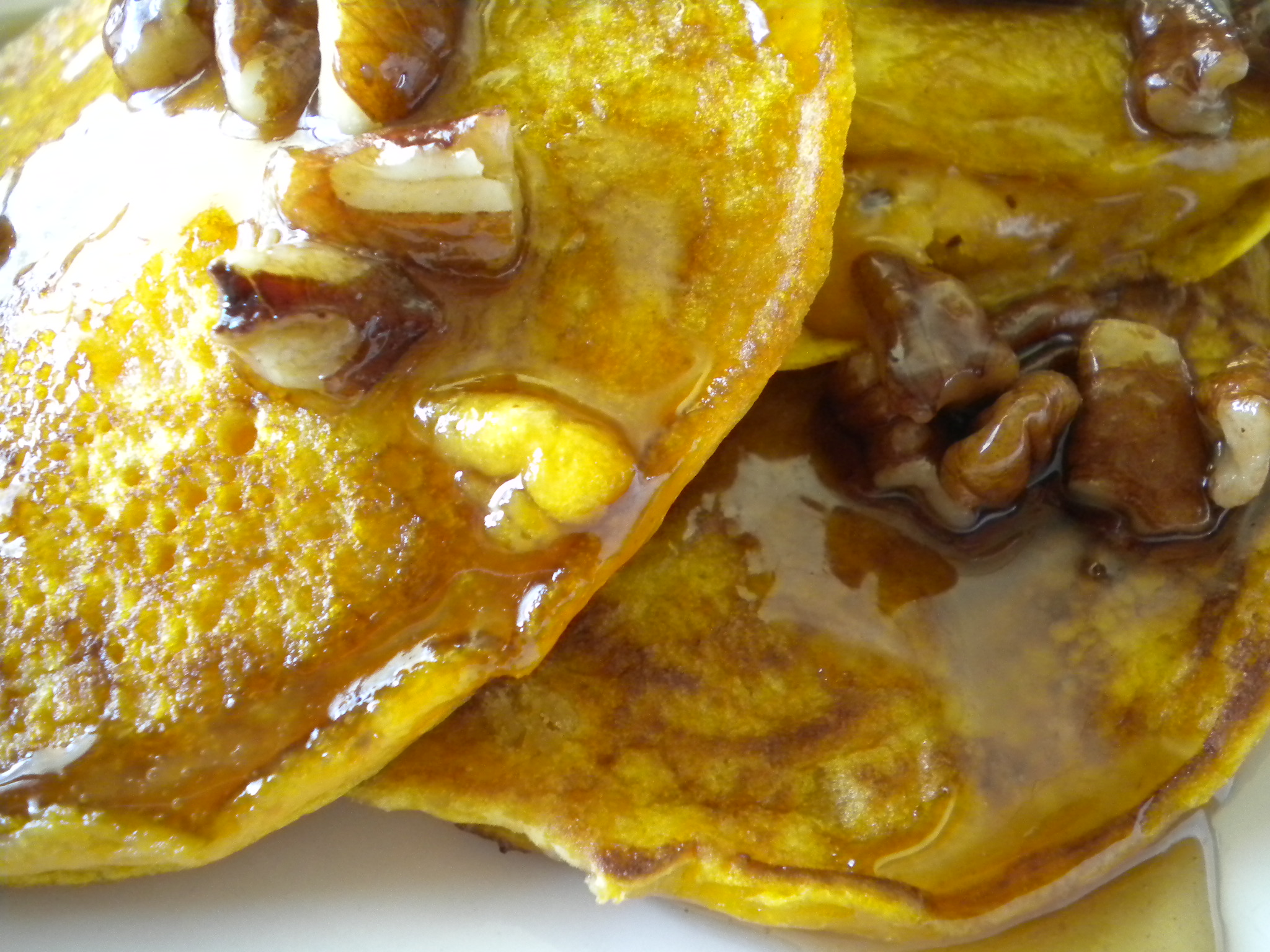 Maple Carrot Pancakes with Butter Pecan Syrup