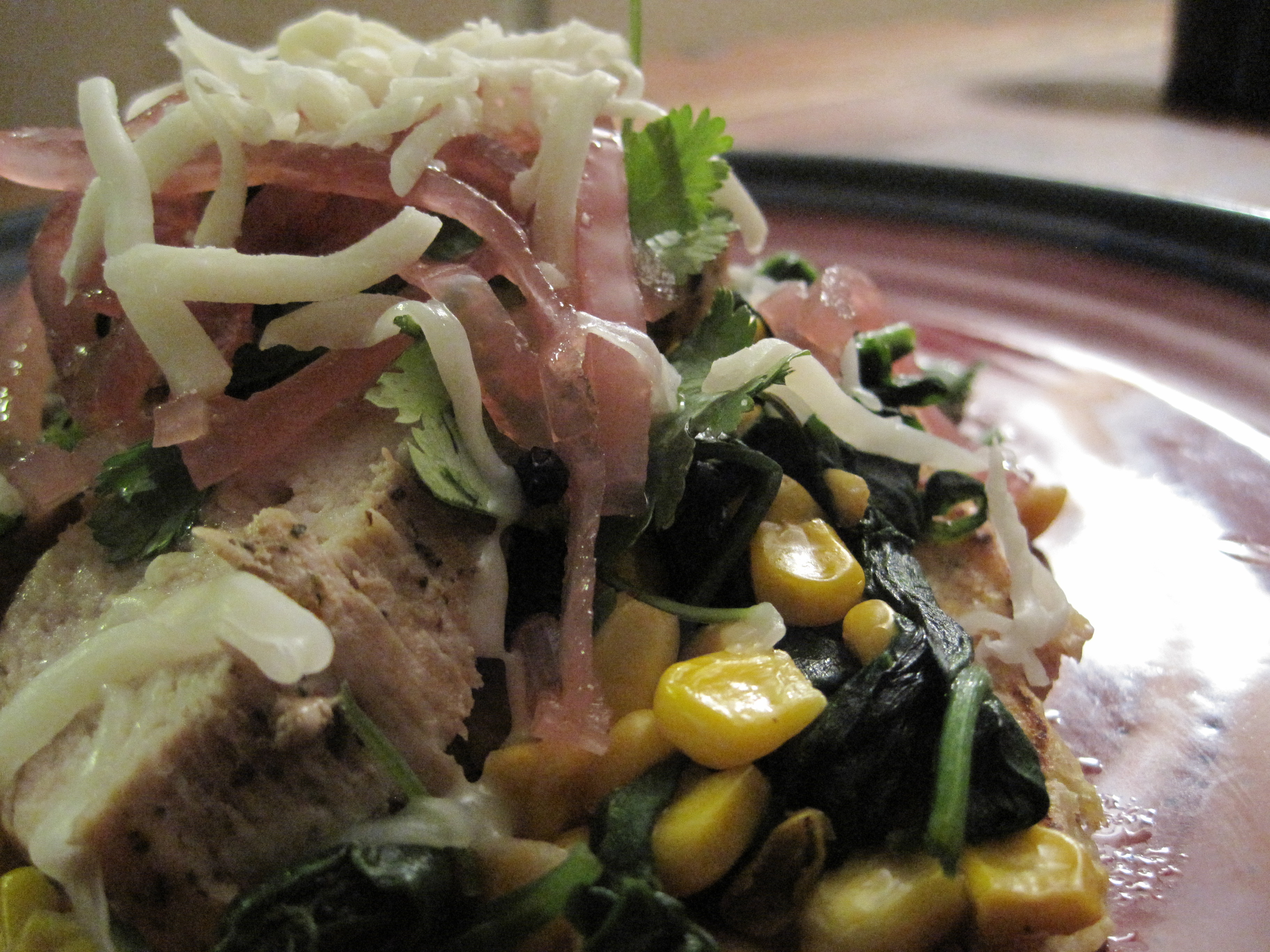 Pork Sirloin with Corn and Green Onion Cakes