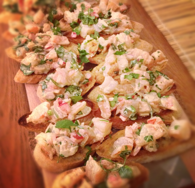 Prawn and Coriander Crostini