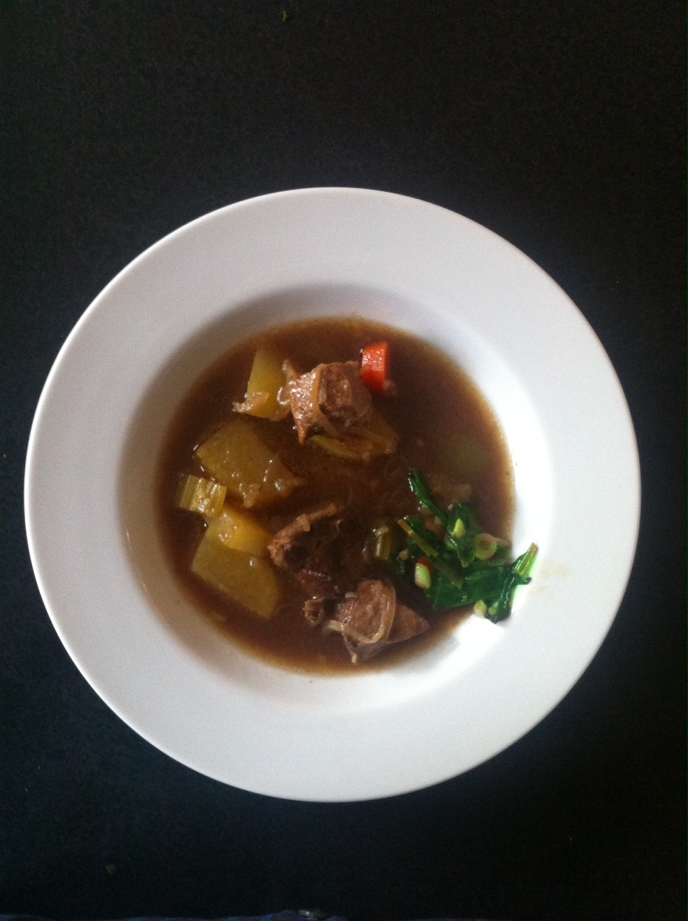 Lamb Stew with Quick-braised ramp garnish