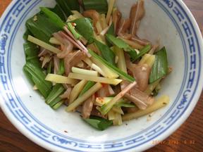 pig ear and potato salad with ramps