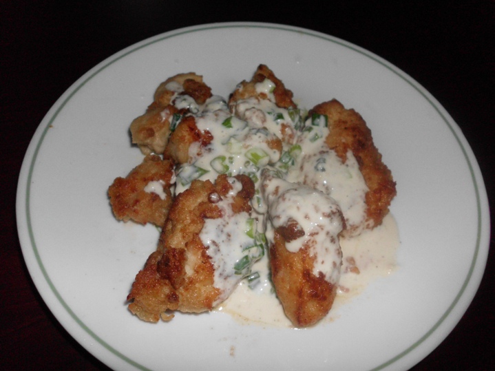 Oriental Fried Chicken with Scallion Cream Sauce