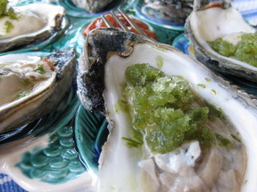 Fresh Oysters with Green Onion Granita