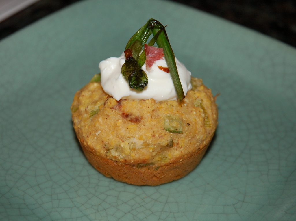 Spring Onion, Leek, Ramp and Bacon "Cupcakes"