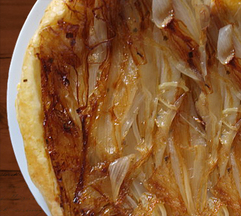 Tatin Tart with Caramelized Onions, Gorgonzola and Mustard