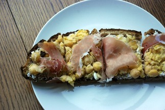 Spring Garlic and Chickpea Tartine