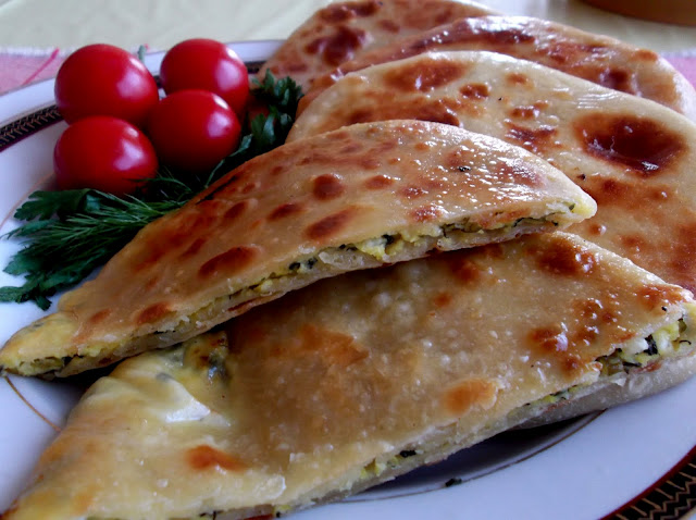 Georgian Khachapuri Filled with Ramp, Green Onions, Herbs and Cheese