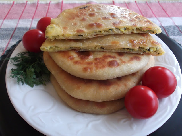 Georgian Khachapuri Filled with Ramp, Green Onions, Herbs and Cheese