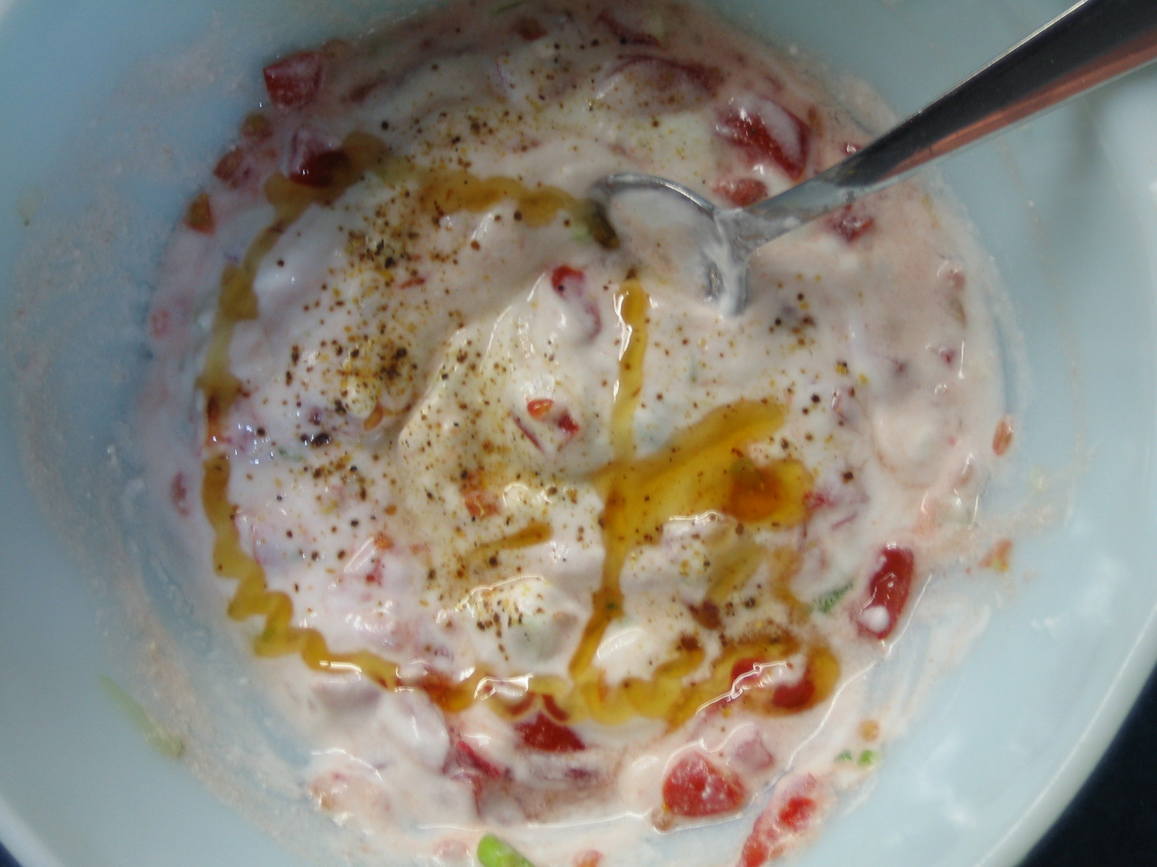 Pretty Basic Raita With Tomatoes and Cucumbers