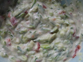 Pretty Basic Raita With Tomatoes and Cucumbers