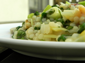 Couscous risotto with spring greens