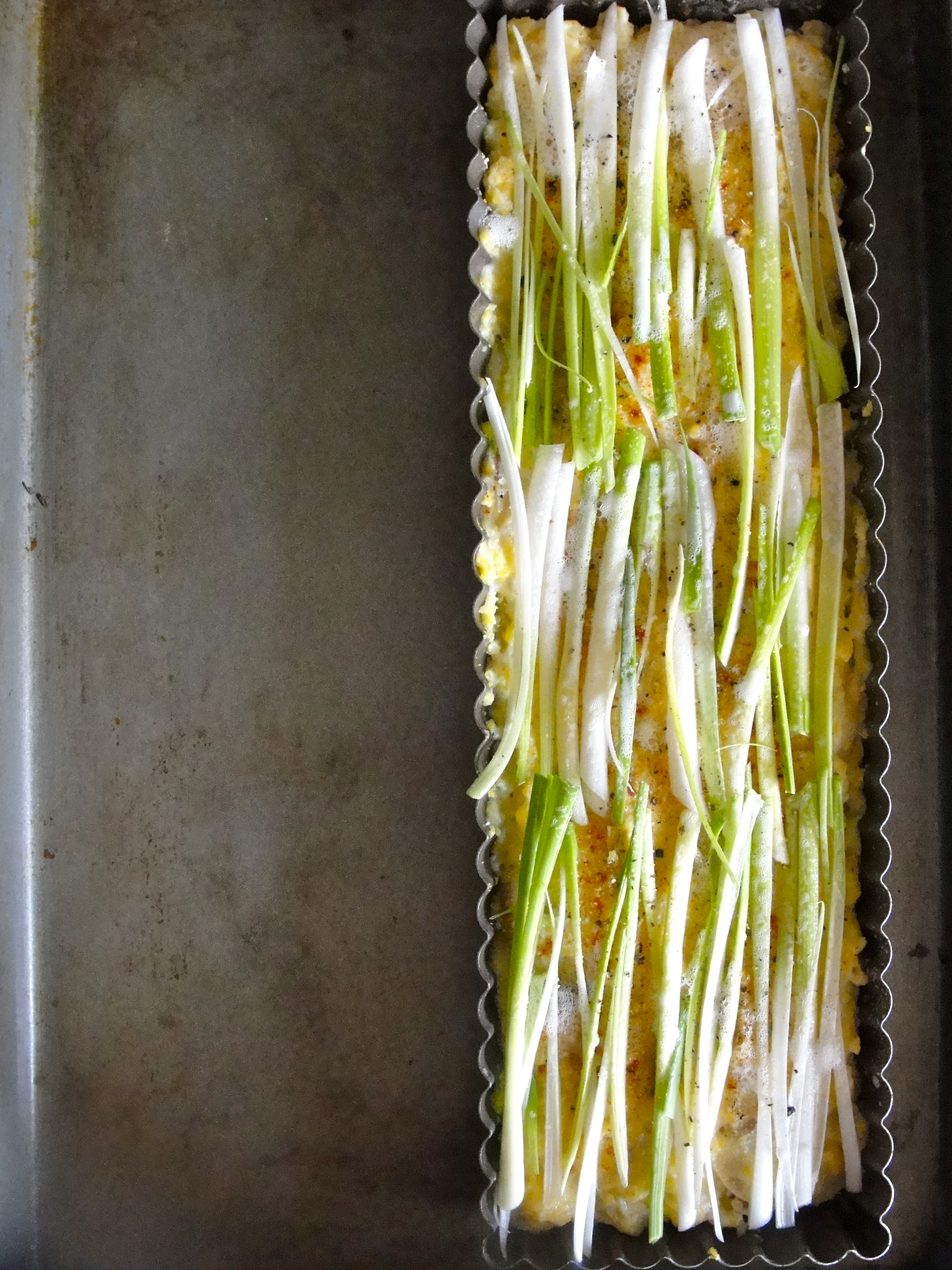 Spring Onion Polenta Tart