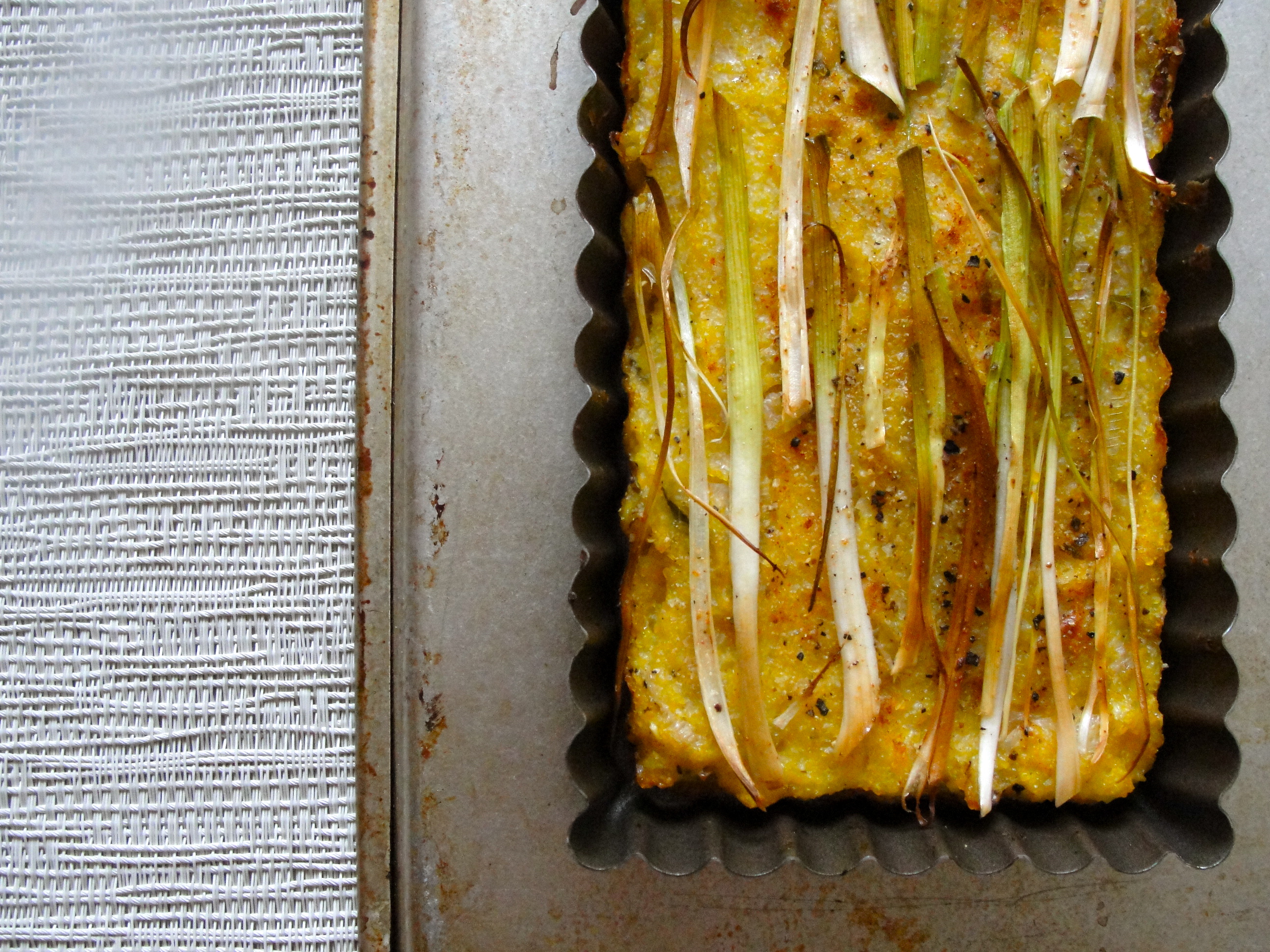 Spring Onion Polenta Tart
