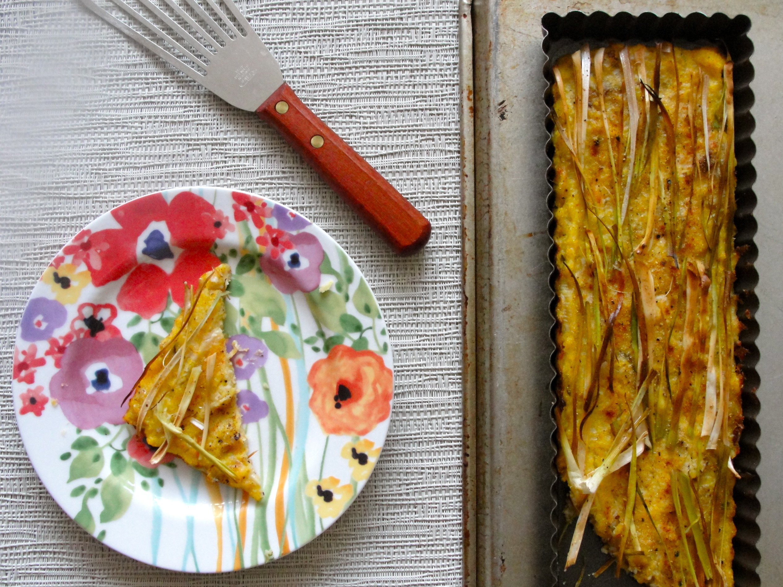 Spring Onion Polenta Tart
