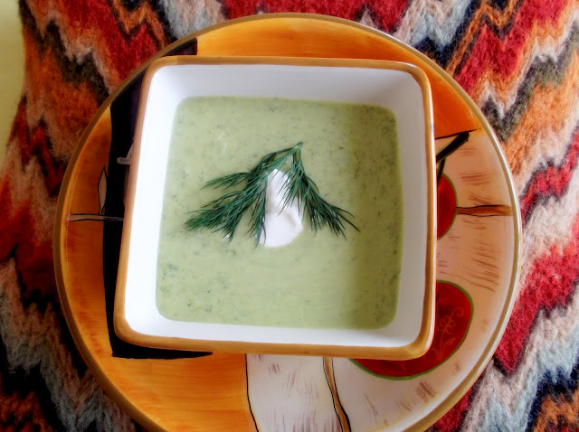 Sorrel Soup, Served with Spring Onions and Prickly Mushroom Relish