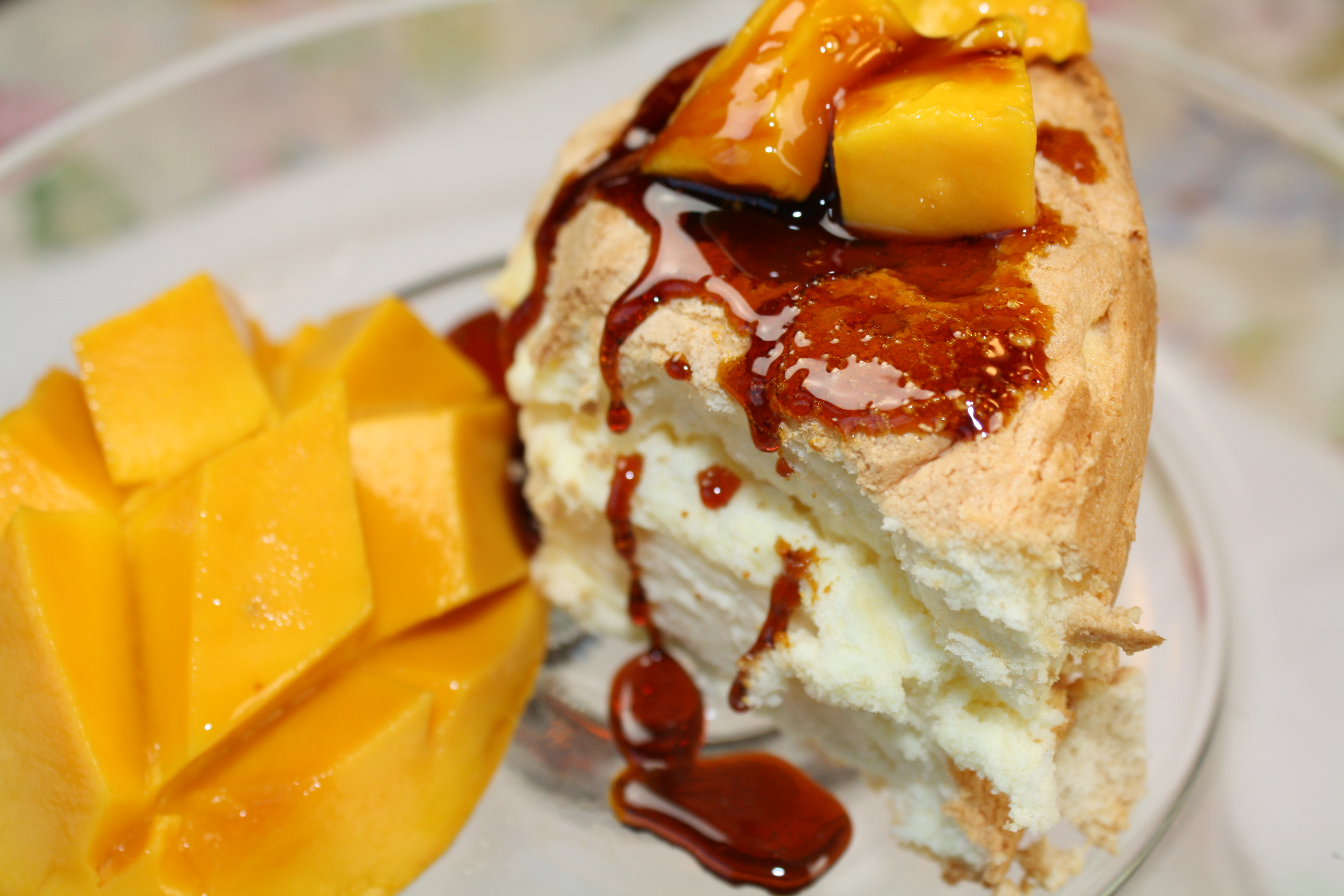 Mango Caramel Angel Food Cake