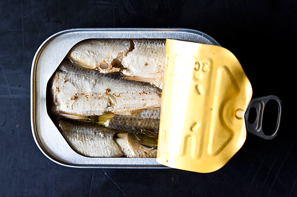 Sardines, Hummus, Toast