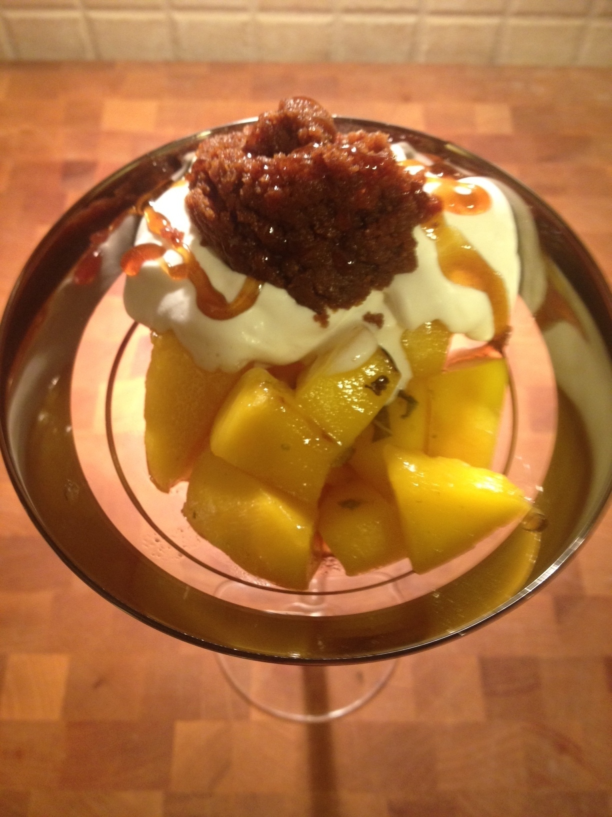 Champagne Broiled Mangoes with Cookie Butter