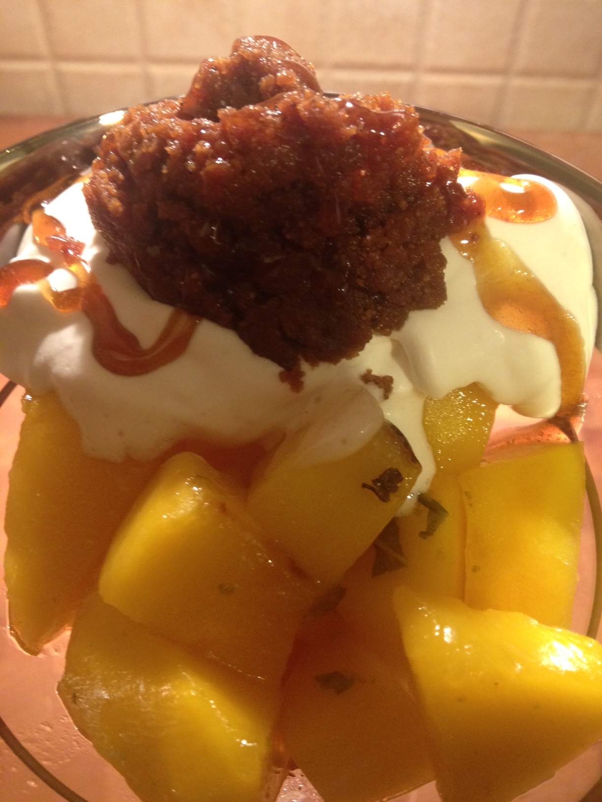Champagne Broiled Mangoes with Cookie Butter