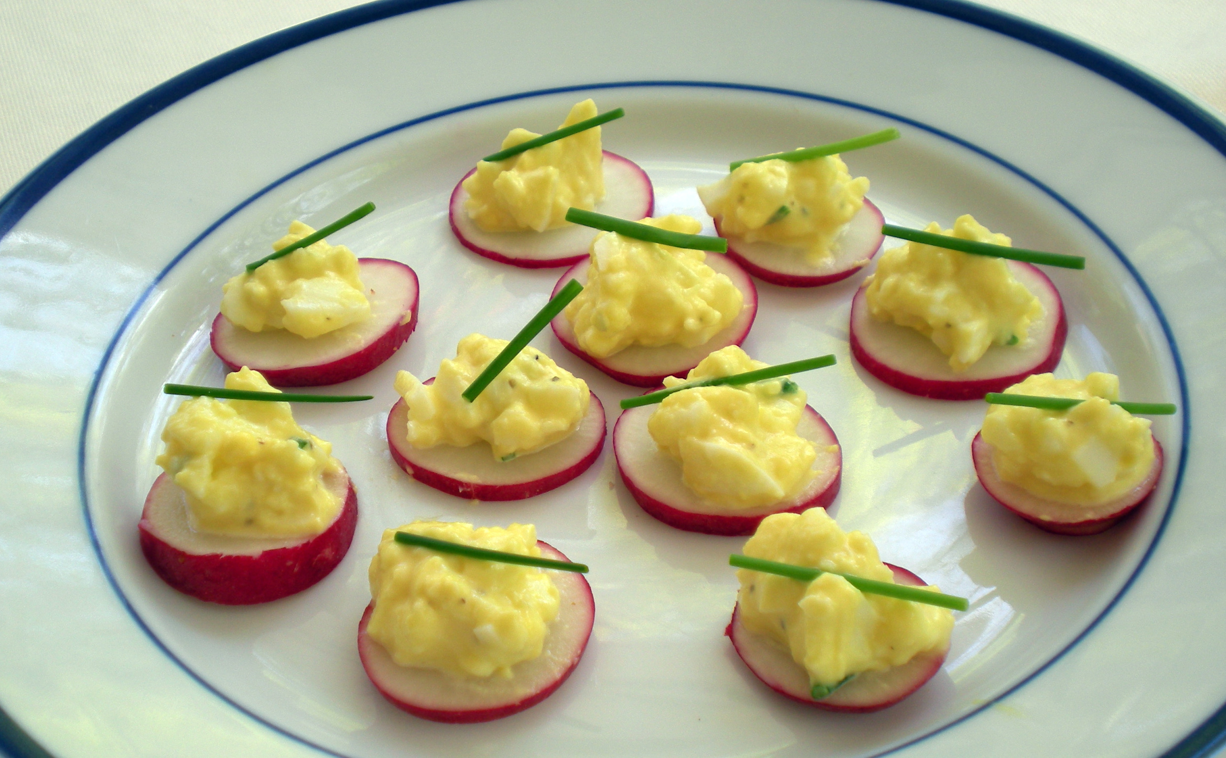 Egg Salad on Radish Slices Canape