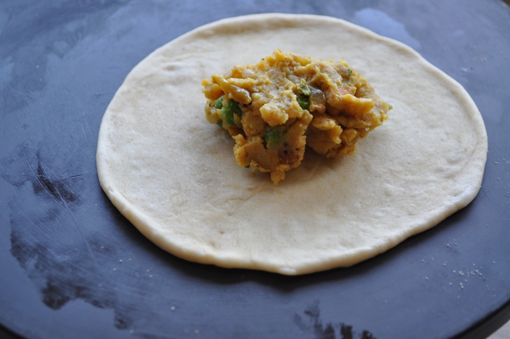 Scallion and Potato stuffed Bread Alu Parantha recipe on