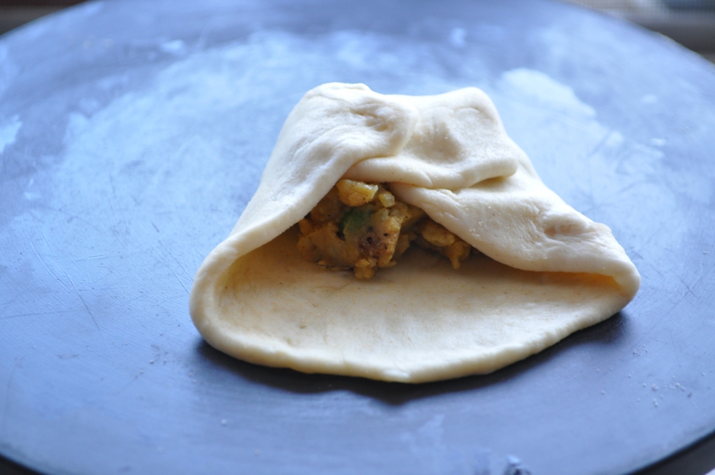 Scallion and Potato stuffed Bread - Alu Parantha