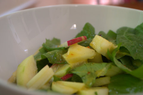 Radish & apple salad with an orange butternut oil dressing.