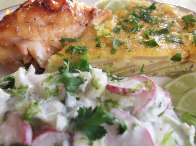 Crunchy Celery, Radish and Turnip Salad-Slaw in Blue Cheese Sauce