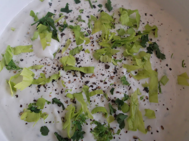 Crunchy Celery, Radish and Turnip Salad-Slaw in Blue Cheese Sauce