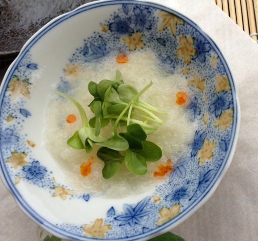 Hot Aburage Rolls with 3 Kinds of Daikon and Asparagus & Carrot