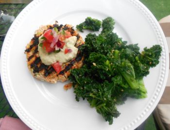 Chipotle Salmon Burgers w Avocado Crema & Pico de Gallo