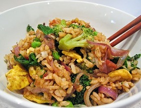 Springtime Bacon and Egg Fried Rice