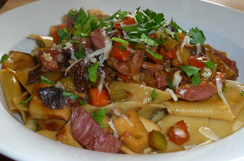Pappardelle with Mushrooms and Smoked Duck