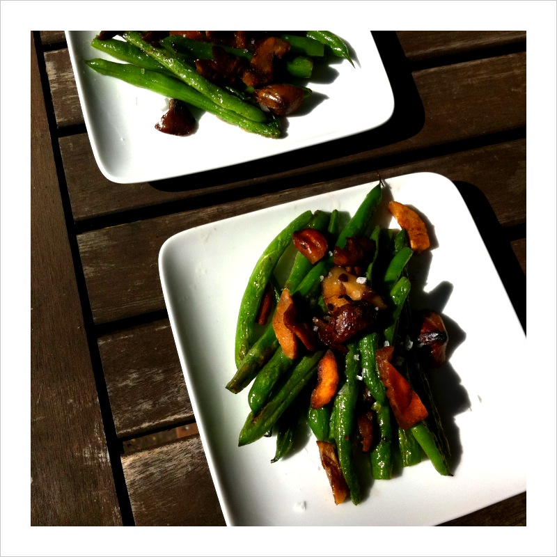 Green Beans + Chestnuts Sauteed in Duck Fat