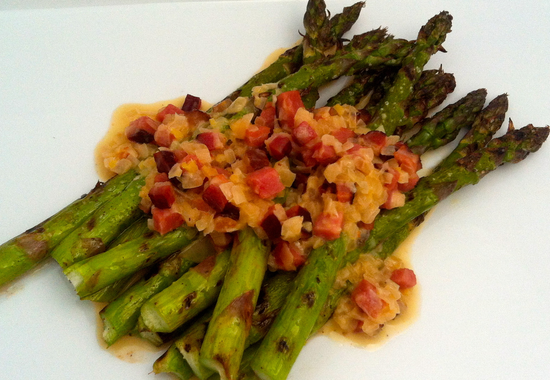Grilled Asparagus with Creamed Bacon