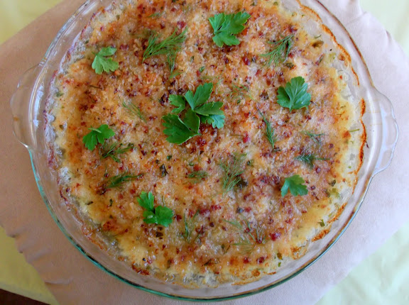 Bay Scallops, Shrimp and Calamari Gratin, Flavored with Mortadella