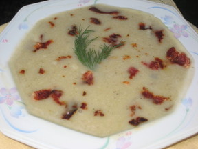 Creamed Potato, Mushroom, Leek Soup with Hickory Smoked Bacon Bits