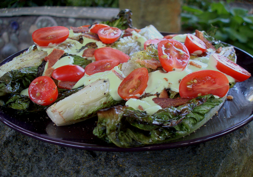 Grilled Romaine Salad with Guacamaioli