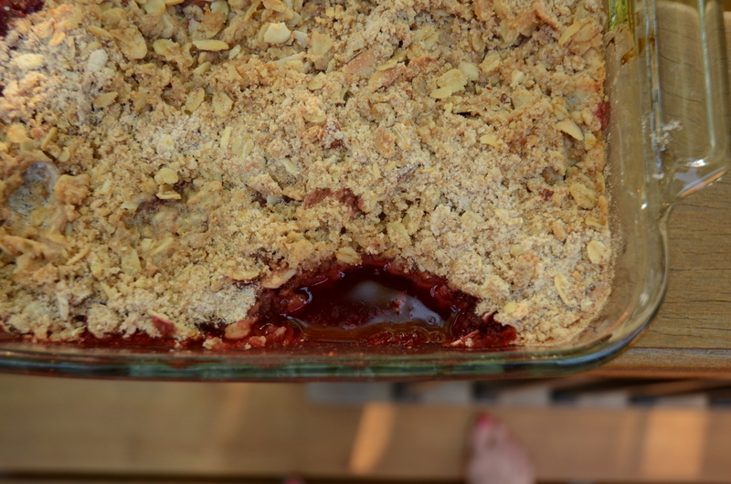 Rhubarb Cherry Hibiscus Crumble