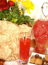 infused rhubarb and strawberries
