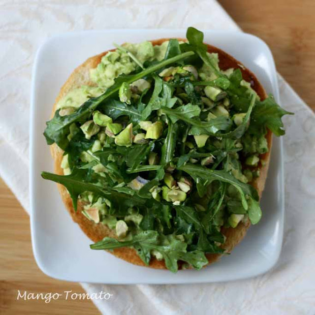 Avocado, pistachio & arugula sandwich