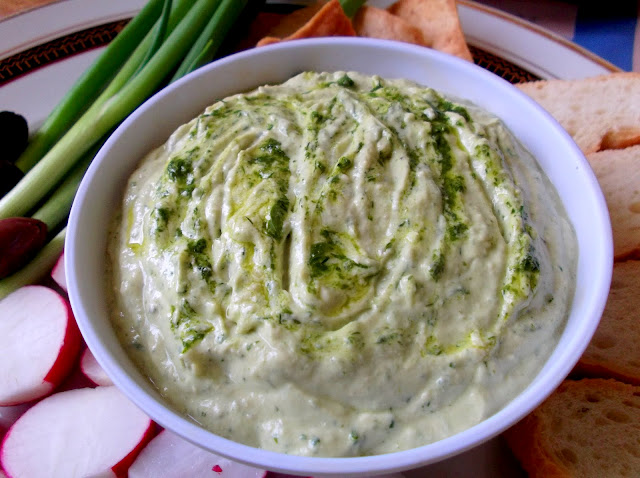 Roasted Garlic, Avocado, Brie and Green Sauce Dip