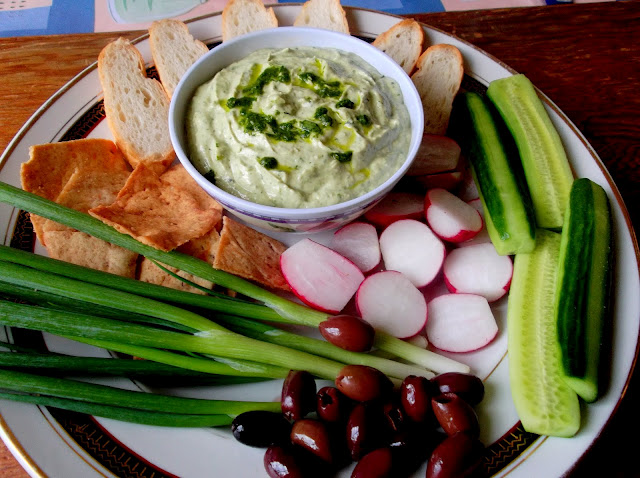 Roasted Garlic, Avocado, Brie and Green Sauce Dip