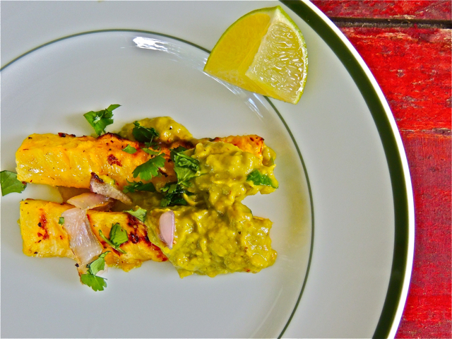 Grilled Pineapple with Smoky Avocado Vinaigrette