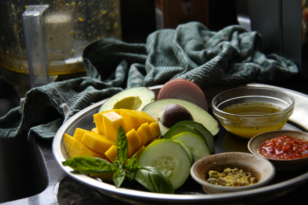 Avocado and Mango Salad with Pistachio and Curry