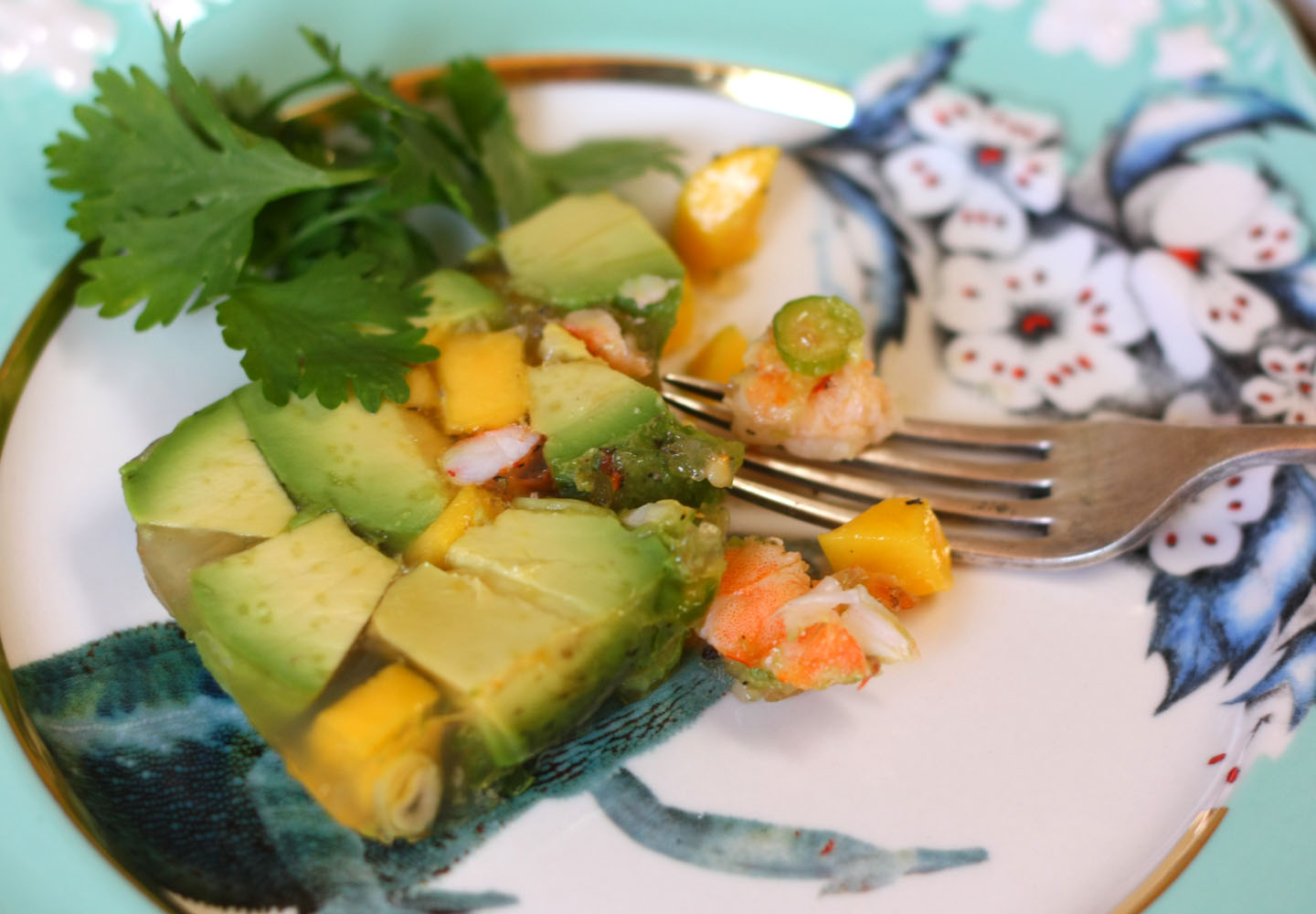 Retrocado Aspic with Mango and Shrimp