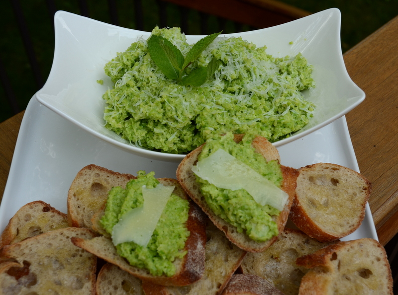 Fava Bean and Mint Crostini