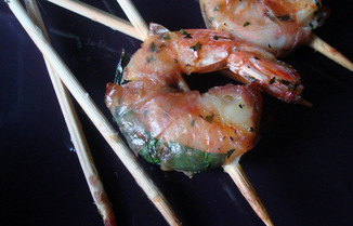 Mint & Prosciutto Grilled Shrimp