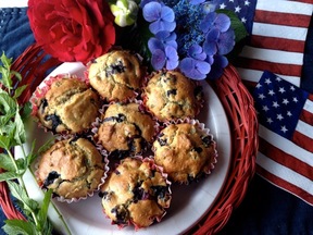 Red, White, & Blue-berry MINT Muffins