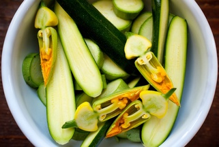Sautéed Zucchini with Basil Leaves